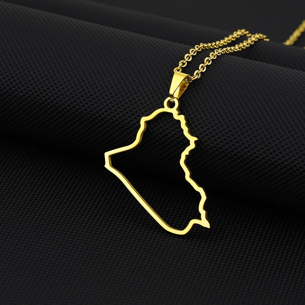 Collana con ciondolo geometrico di moda in acciaio inossidabile con charm in acciaio al titanio e finitura placcata, unisex