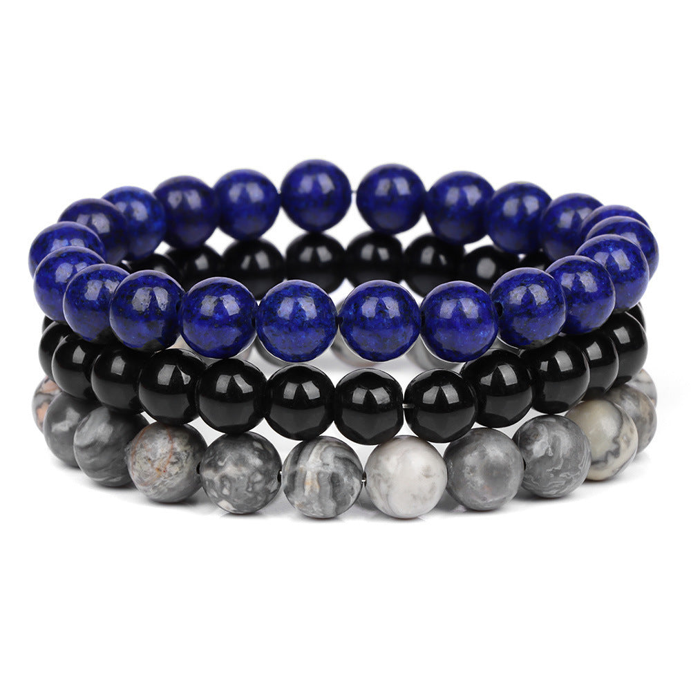 8mm Natural Rose Quartz and Agate Geometric Beaded Bracelet Unisex Crystal Jewelry