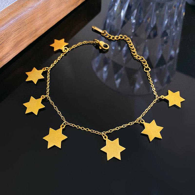 Six-Pointed Star Titanium Steel Plated Bracelet Unisex