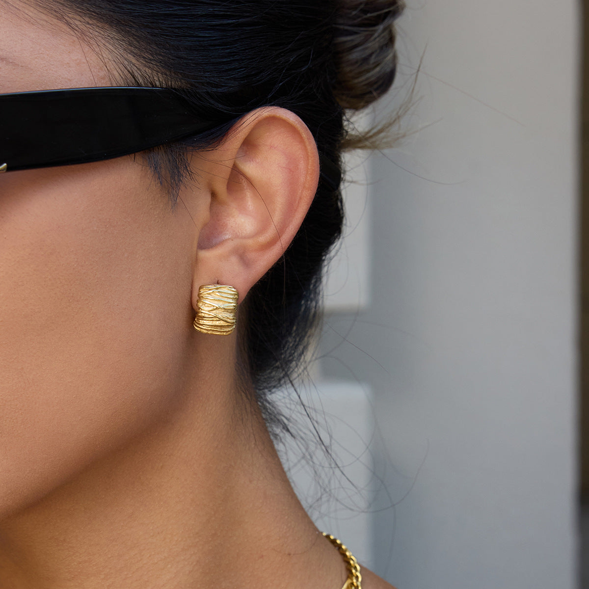 Pendientes de Acero de Titanio Geométricos para Mujer con Acabado Galvanizado, Joyería de Acero Inoxidable Hipoalergénica y a la Moda