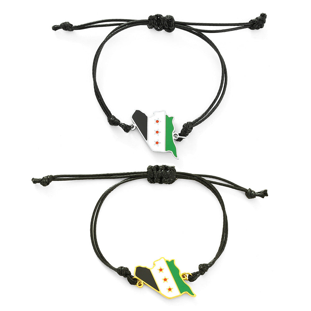 Bracciale pendente vintage in acciaio inossidabile smaltato da uomo e da donna con cordino in pelle