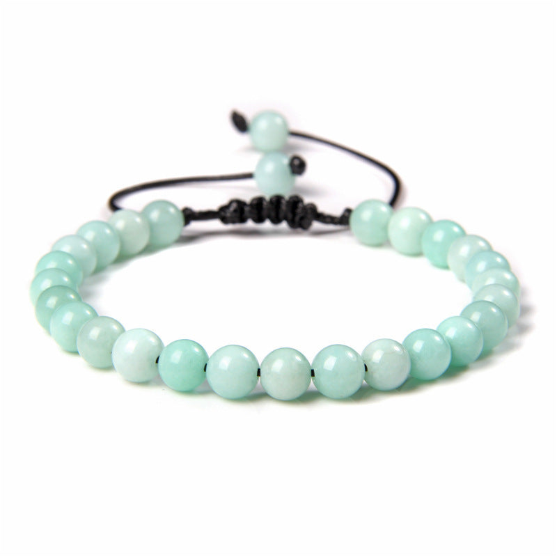 Sweet Sporty Geometric Natural White Crystal Stretch Bracelet 6mm Unisex Handmade Energy Bangle