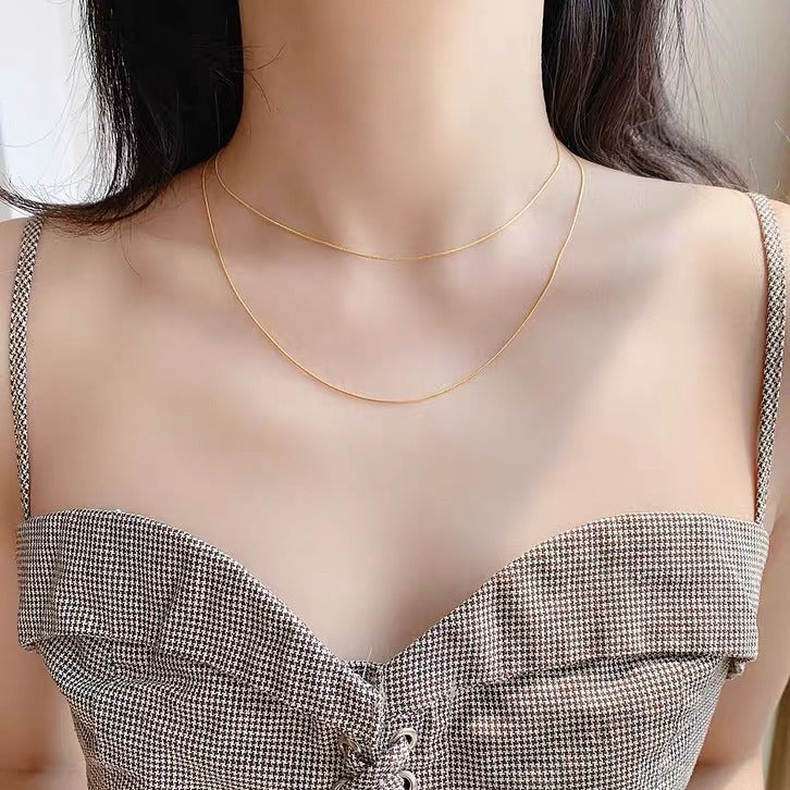 Minimalist Geometric Snake Bone Necklace for Women in Titanium Steel with Plated Finish
