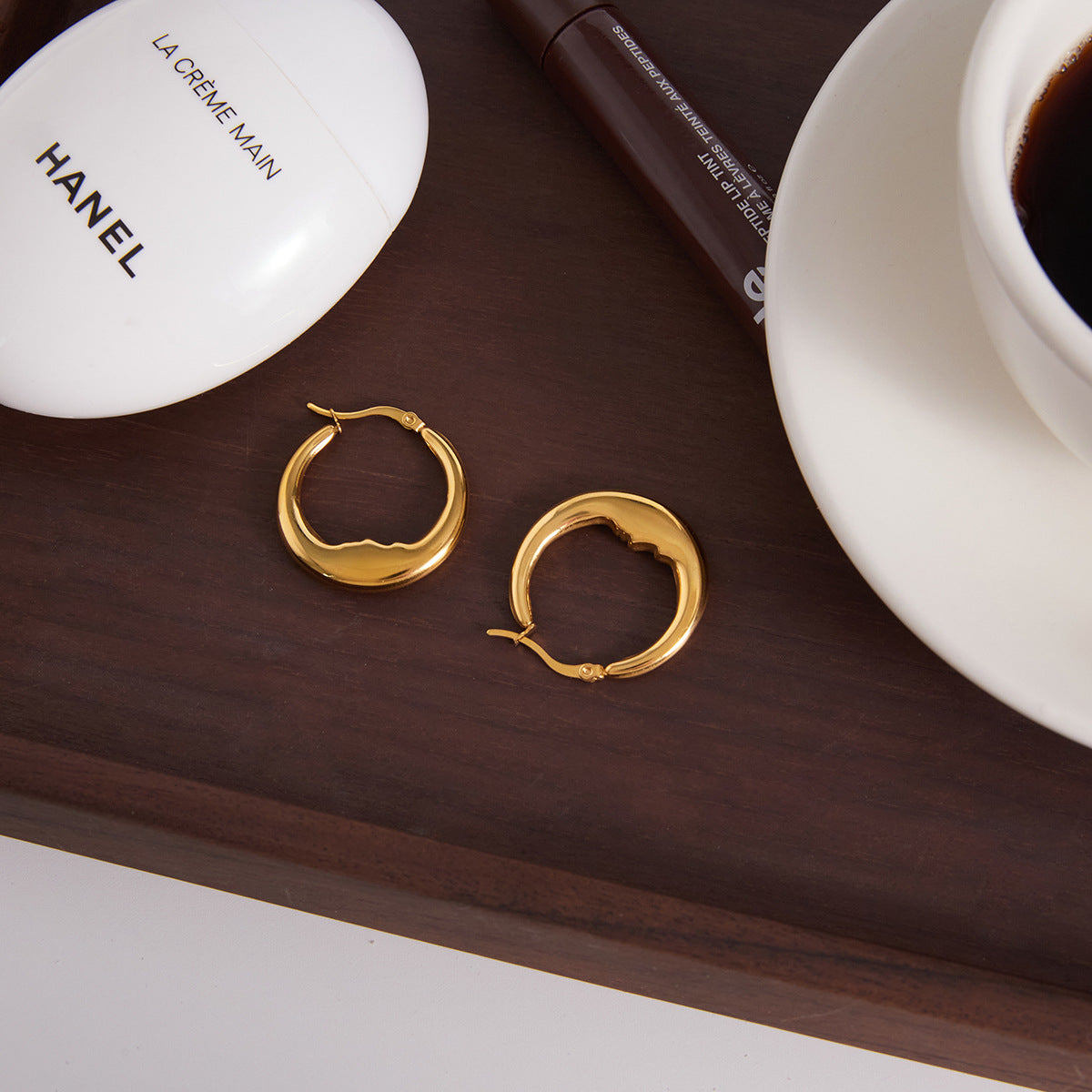 Elegant Minimalist Moon Stainless Steel Plated Earrings for Women