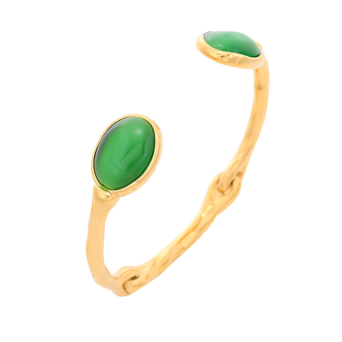 Vintage French Style Oval Natural Stone Bracelet in Titanium Steel with Plated Finish for Women