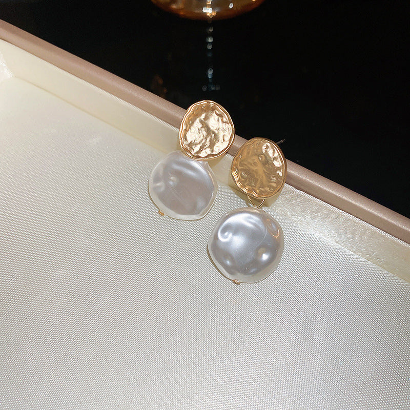 Eleganti Orecchini a Perno da Donna in Stile Francese Vintage con Zirconi Geometrici e Perle Imitazione