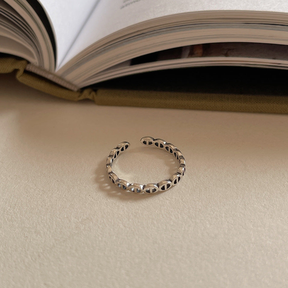 Anello per donna vintage minimalista in argento sterling 925 con numero e lettera