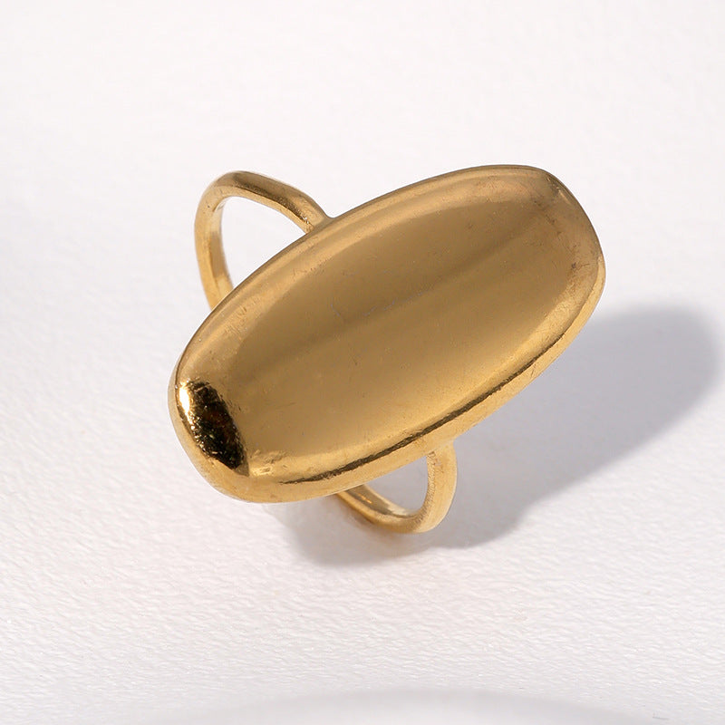 Anello Aperto Geometrico Minimalista Vintage in Acciaio Inox Placcato Oro 18K per Donna