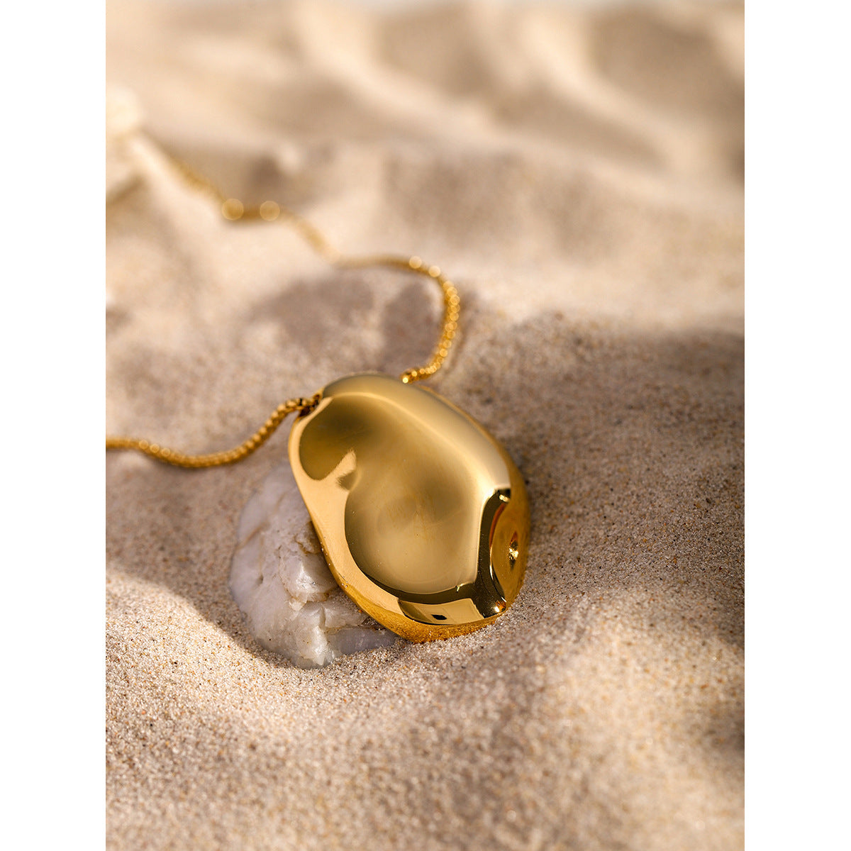 Ins Style 18K Gold Plated Irregular Hammered Stainless Steel Snake Chain Necklace Unisex