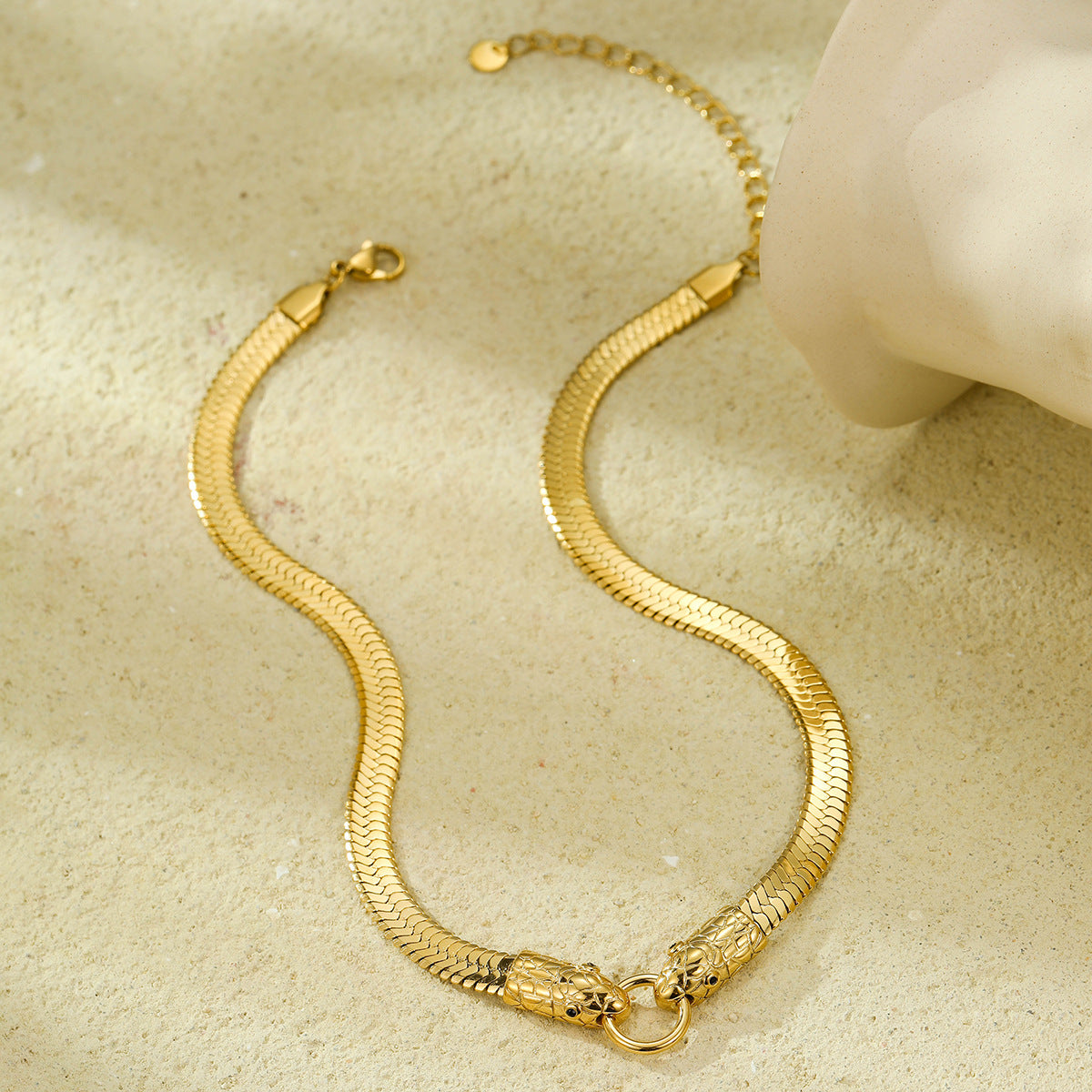 Collana minimalist in acciaio inossidabile a catena serpente placcata oro 18K da donna
