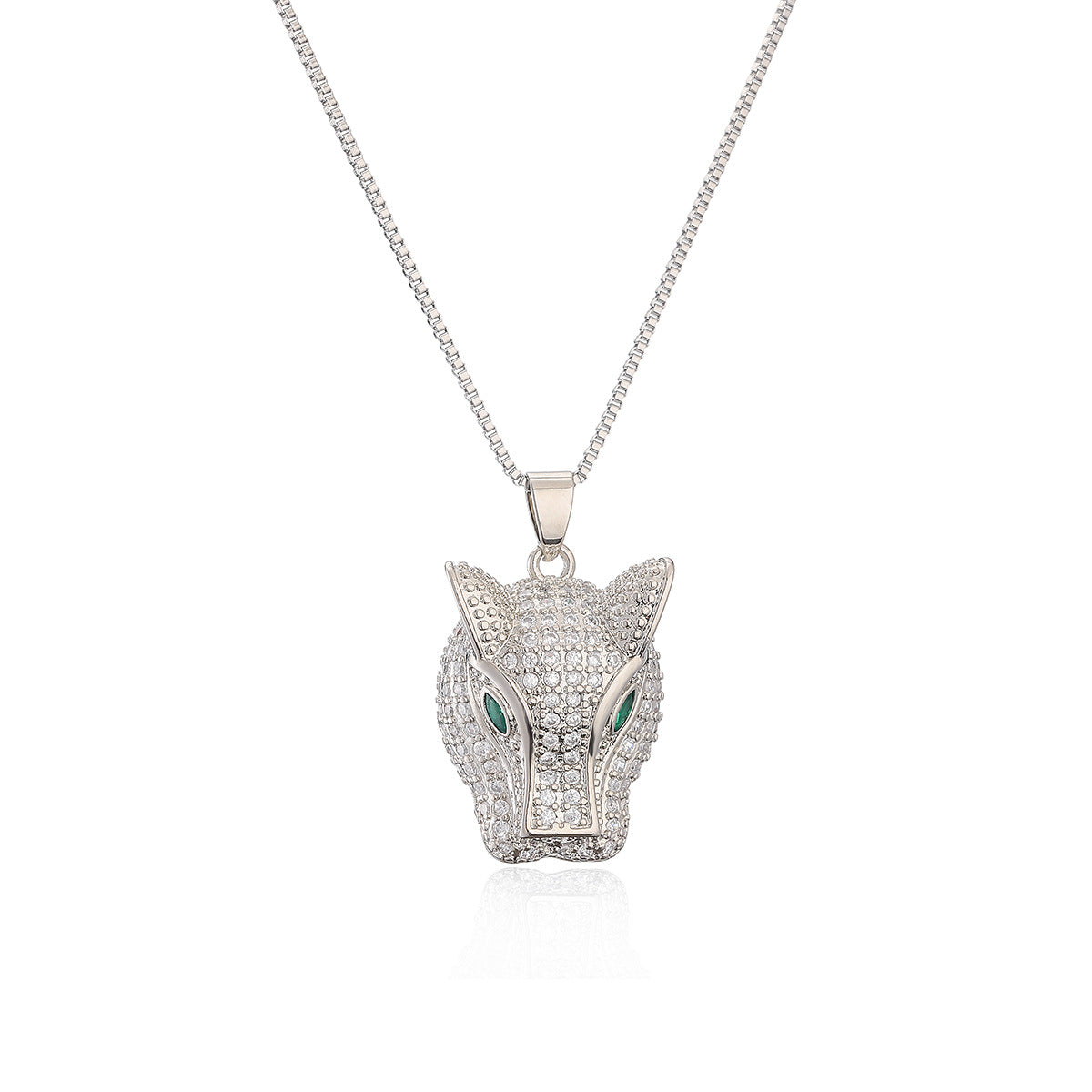 Collana con ciondolo minimalista a testa di leopardo da donna, con base in rame e placcatura in oro
