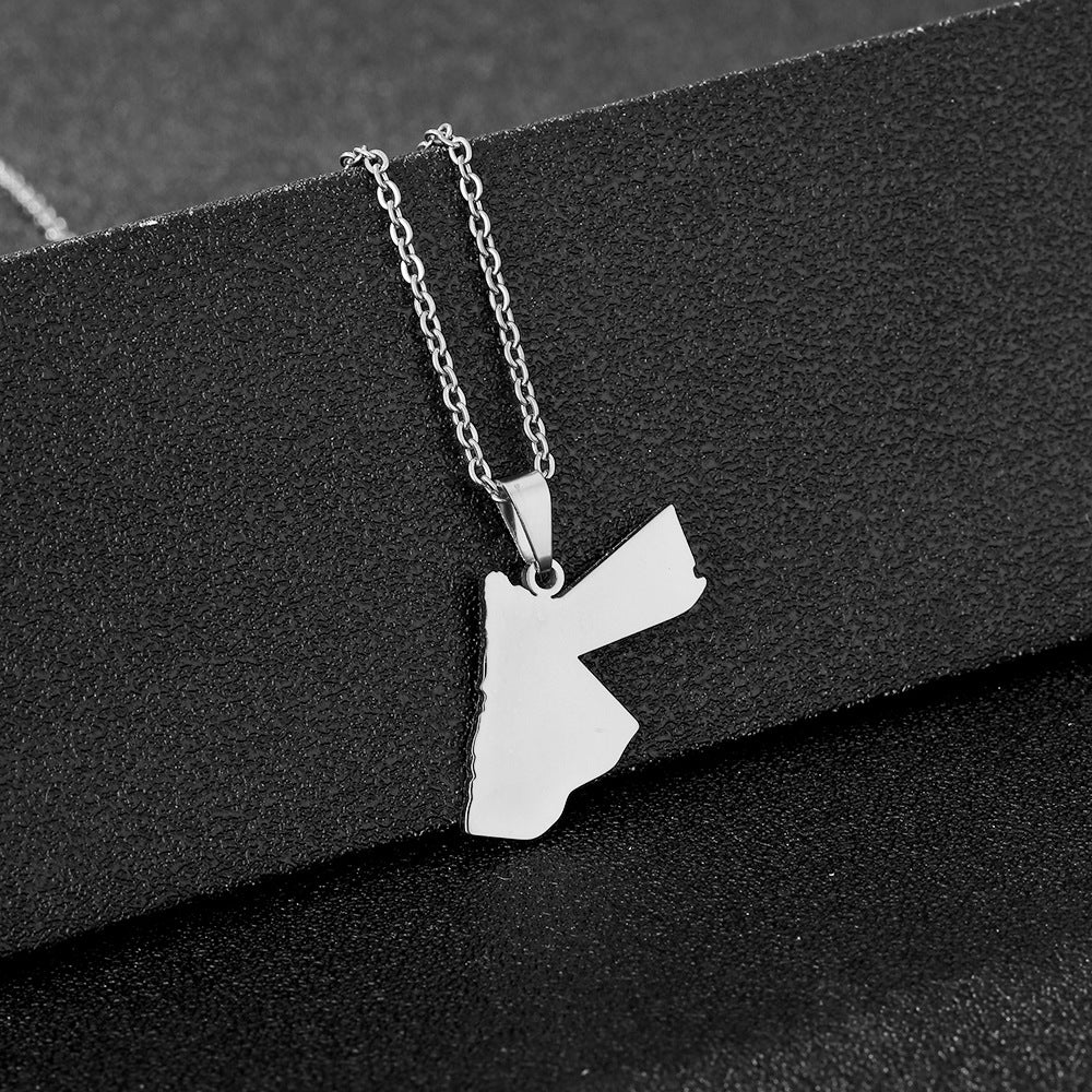 Collana con ciondolo geometrico per donna e uomo, catena a medaglione in acciaio inossidabile con ciondolo in acciaio al titanio e finitura galvanica