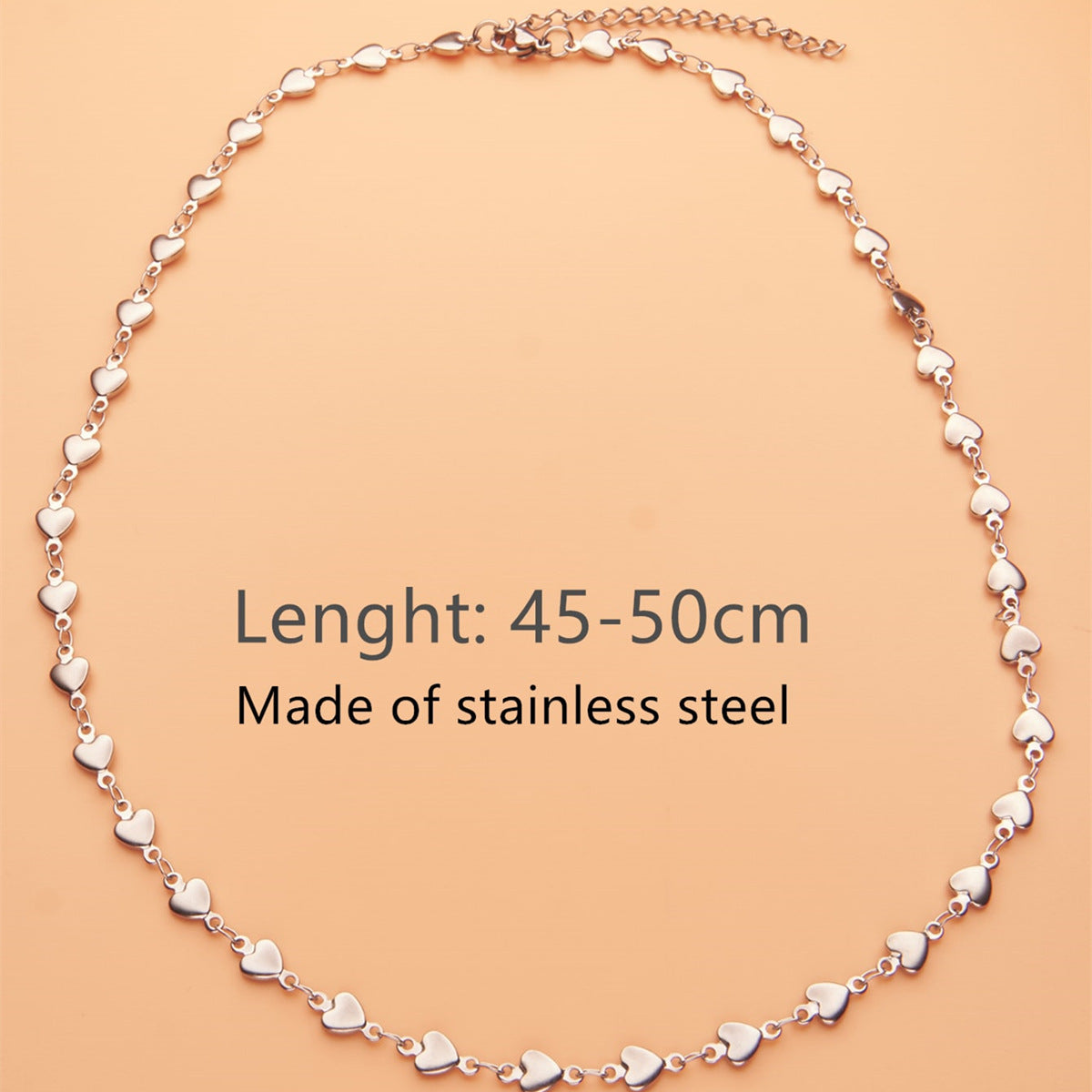 Fresh and Sweet Heart-Shaped Pendant Necklace in Stainless Steel with Plated Finish for Women and Men