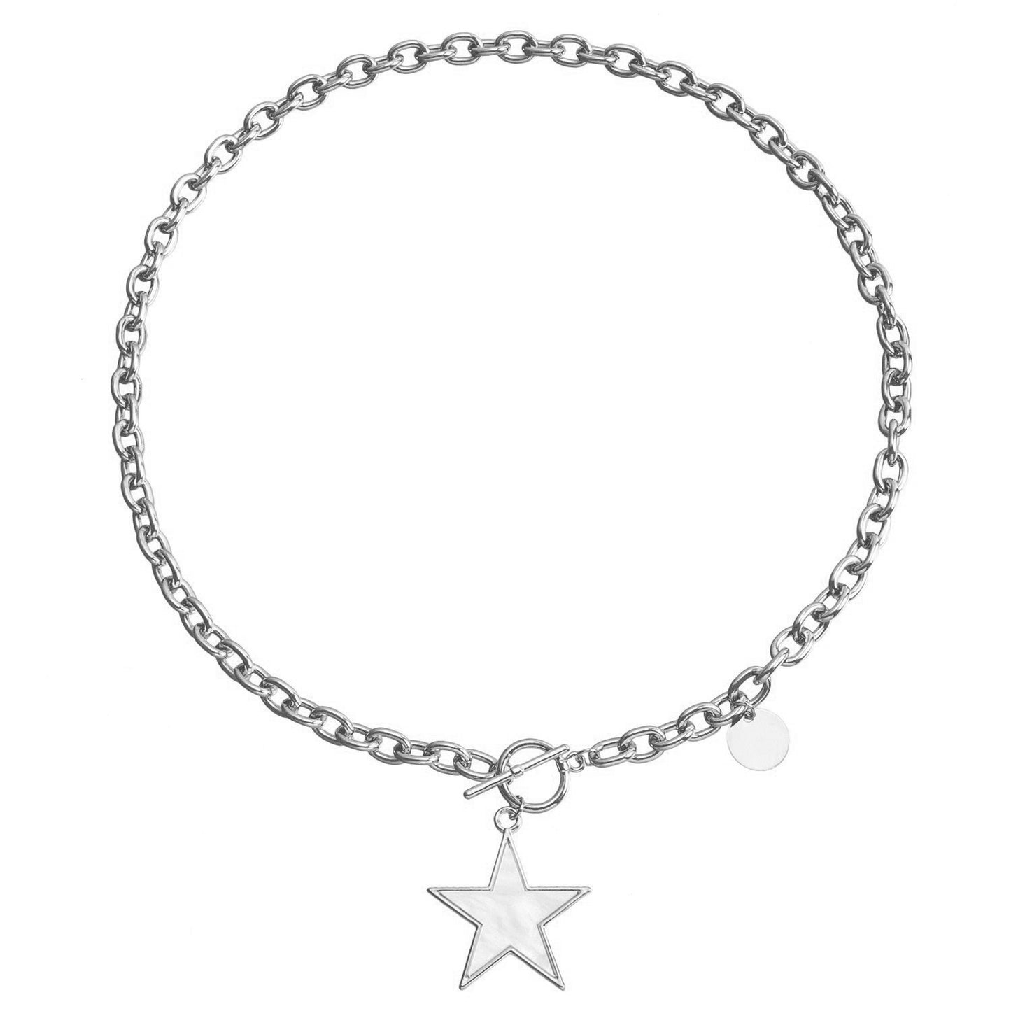 Minimalist Luxury Geometric Black Imitation Mother of Pearl Lock Pendant Aluminum Alloy Chain Necklace for Women
