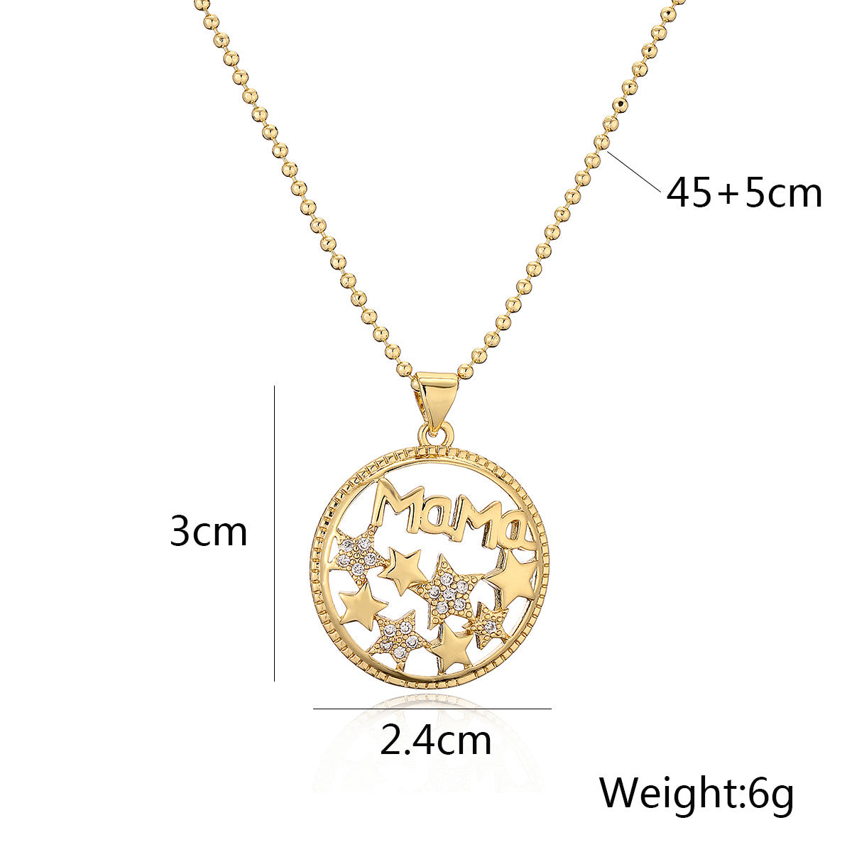 Minimalist Star and Heart Shaped Copper Pendant Necklace with Real Gold Plating and Zircon Inlay for Women