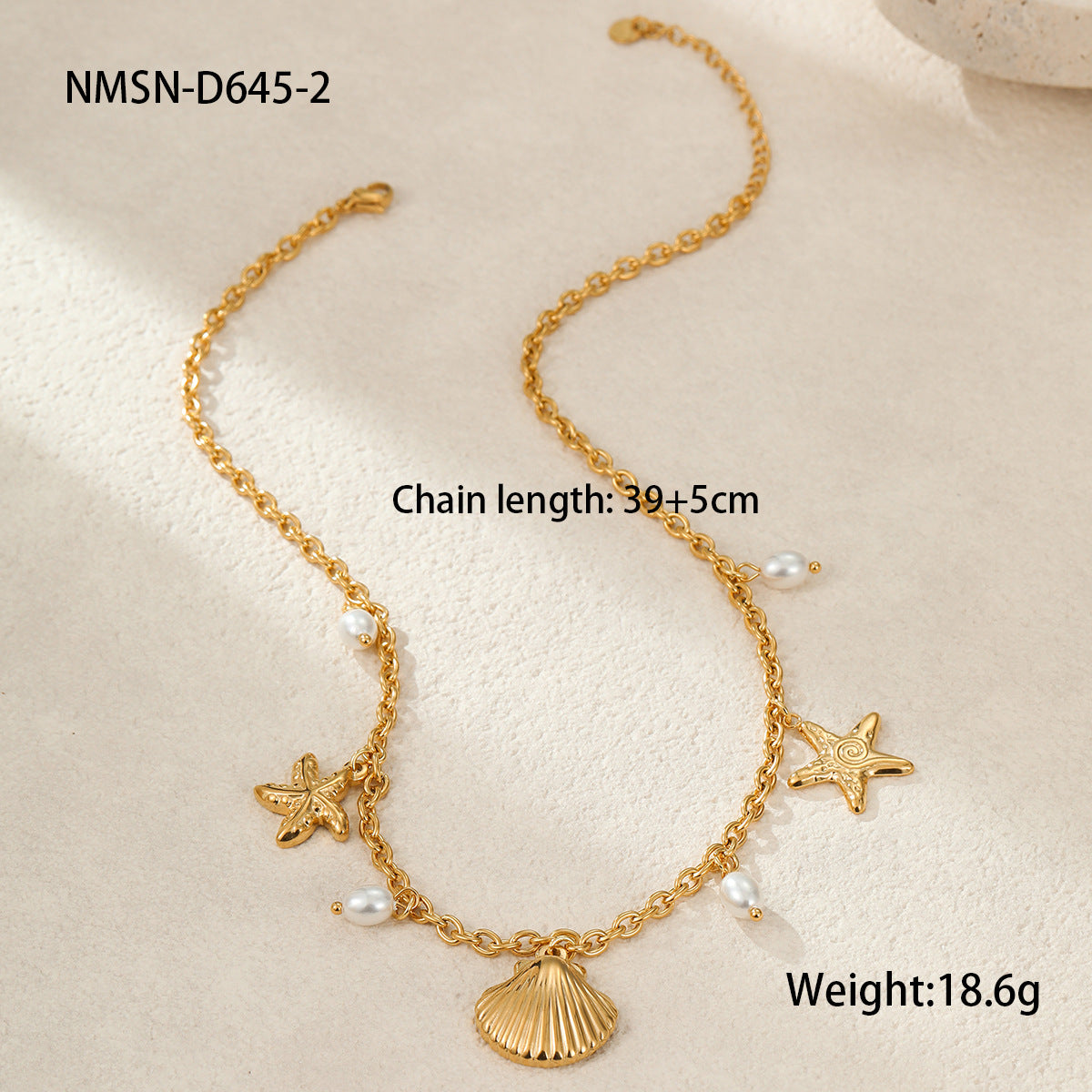 Collar de Acero Inoxidable con Diseño Geométrico de Concha y Estrella de Mar, Chapado, de Moda para Mujer
