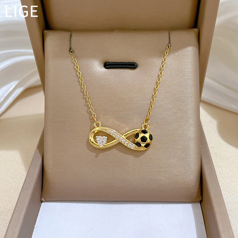 Minimalist Sweet Geometric Titanium Steel Plated Necklace with Brass Pendant for Unisex