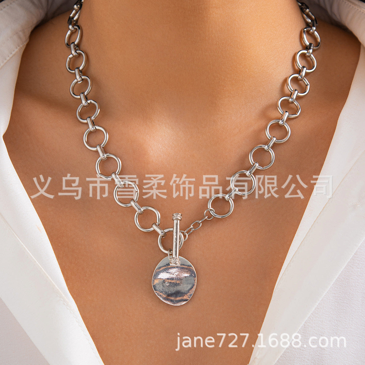 Minimalist Cross Alloy Pendant Necklace Plated Cable Chain for Women