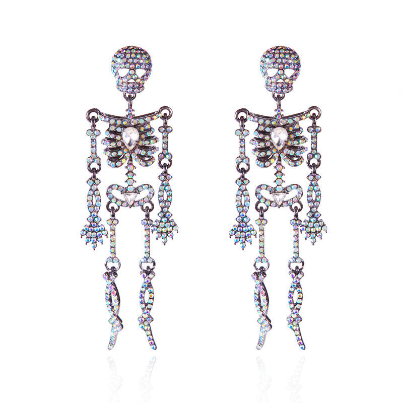 Orecchini a scheletro in lega placcata con strass casual