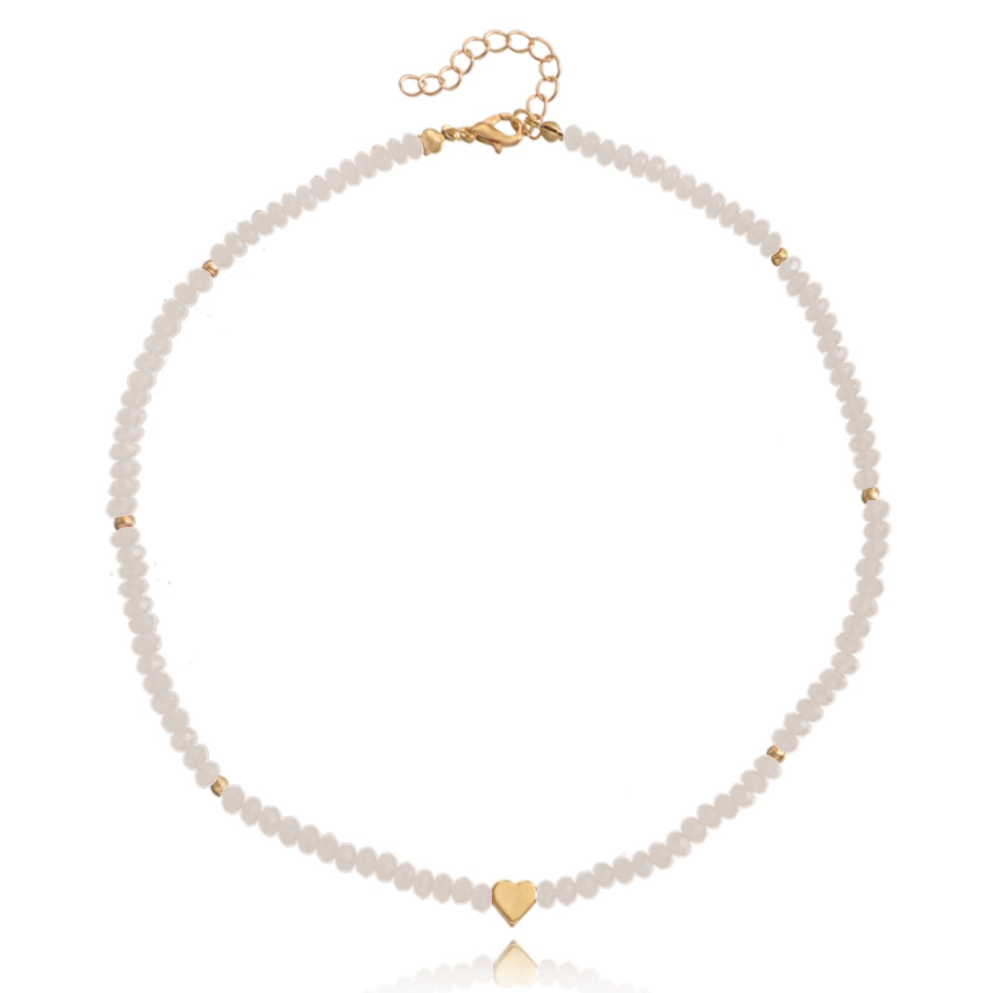 Minimalist Heart-Shaped Alloy Necklace with Rhinestone Accents for Women, Gold-Plated Clavicle Chain