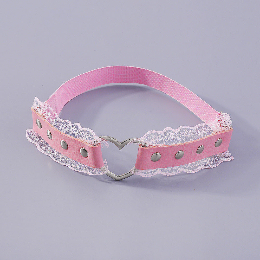 Tobillera de encaje sexy con forma de corazón geométrico para mujer, hecha de aleación con estilo minimalista para discoteca