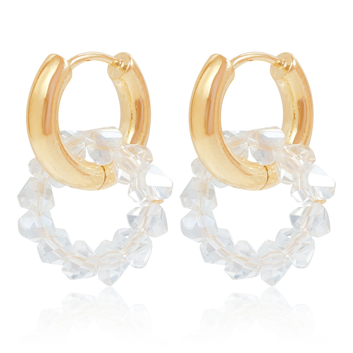 Pendientes de doble aro geométricos en metal chapado para mujer con postes de acero inoxidable