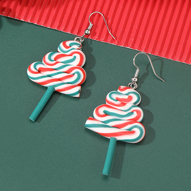 Pendientes de tachuela de árbol de Navidad geométricos minimalistas para niñas hechos de resina plástica con acabado chapado