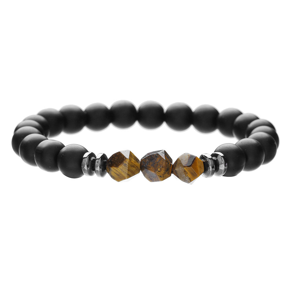 Minimalist Unisex Round Agate Tiger's Eye Geometric Stretch Bracelet