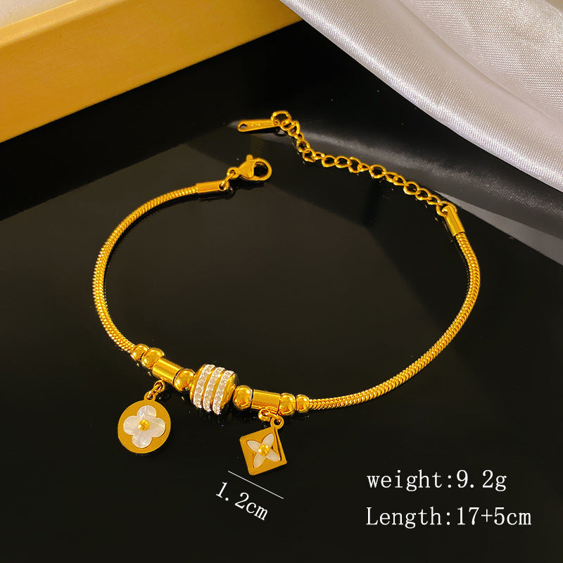 Luxury Geometric Titanium Steel 18K Gold Plated Bracelet for Women