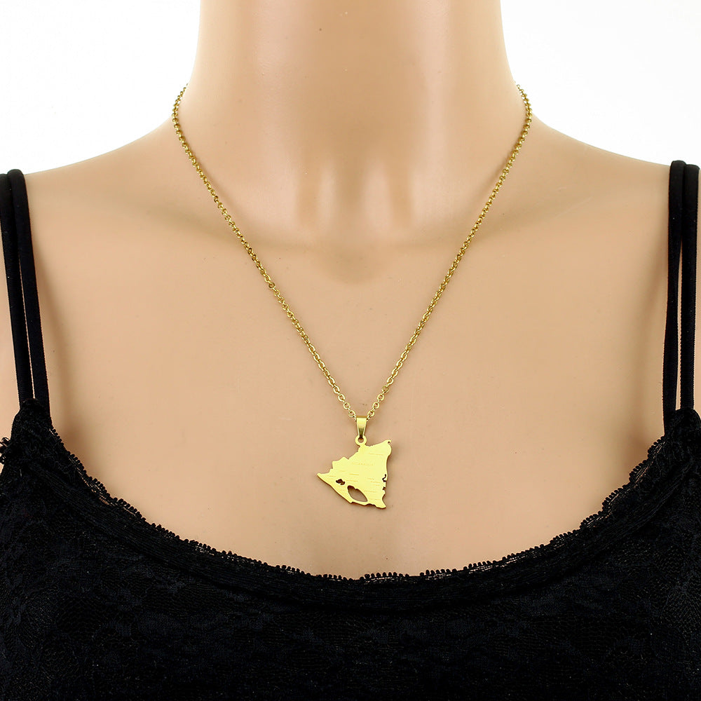 Collar Pendiente Geométrico Minimalista de Moda en Acero de Titanio con Acabado Chapado para Unisex, Estilo Cadena O