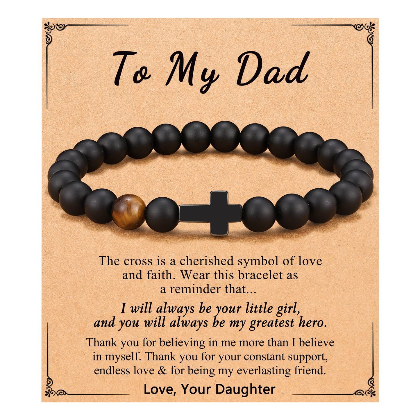 Minimalist Matte Cross Bracelet with Tiger's Eye and Obsidian Pendant Unisex Jewelry