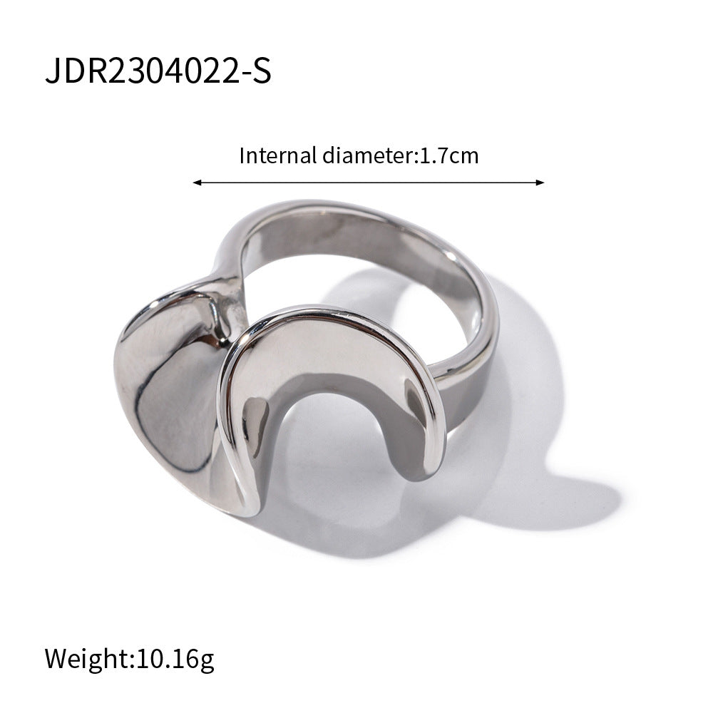 18K Gold Plated Geometric Stainless Steel Ring for Women