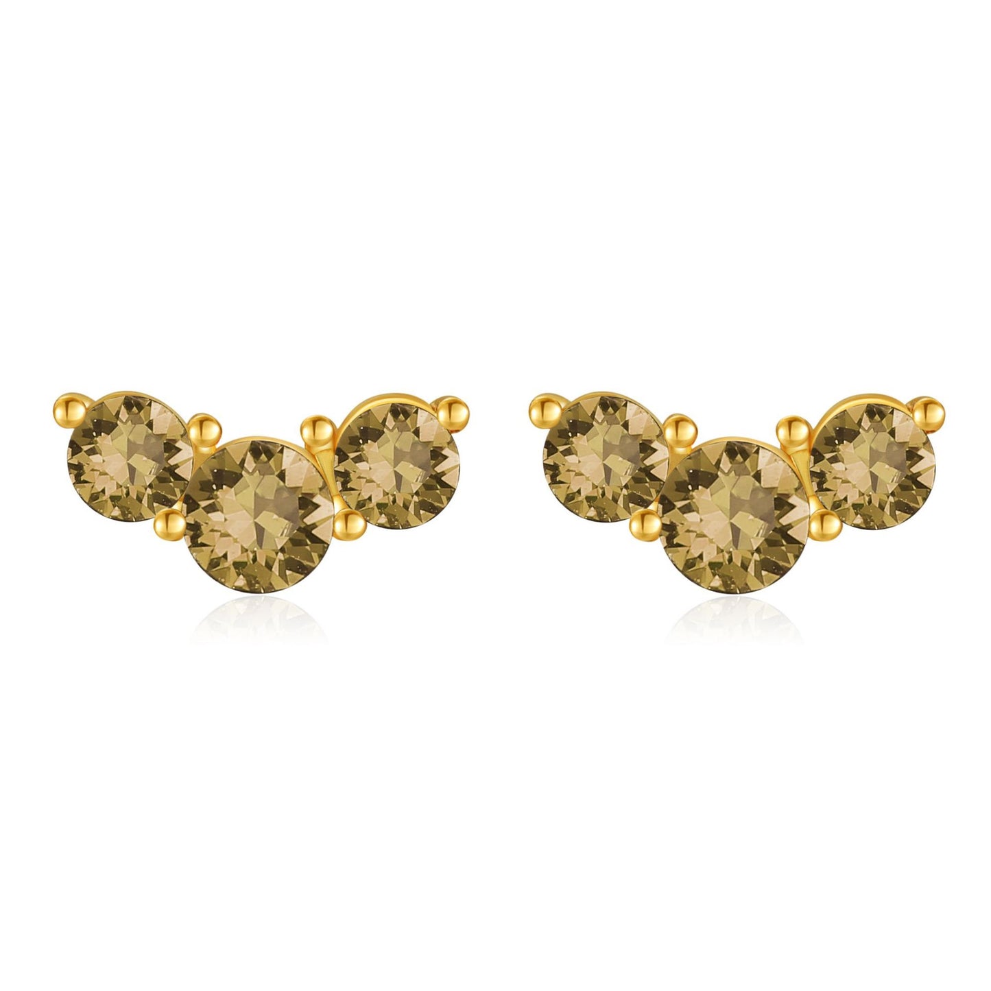 Orecchini a perno con pietra portafortuna geometrica in stile Fashion-Commuter, in rame con placcatura in vero oro e perni in argento sterling S925, da donna