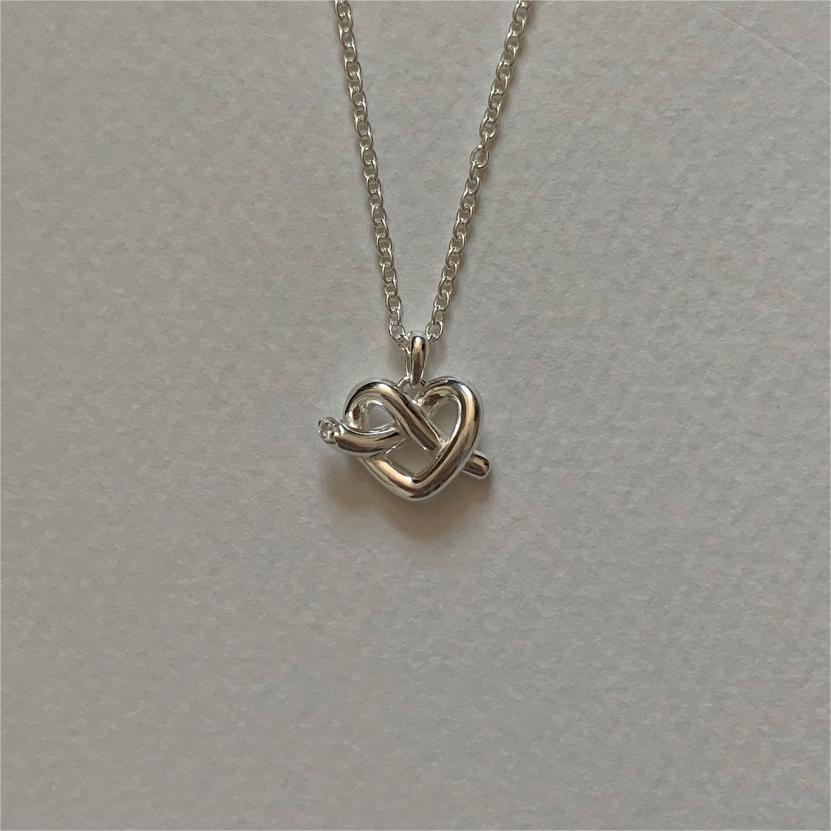 Minimalist Heart-Shaped 925 Sterling Silver Necklace with Plated Finish, Snake Chain Style for Women