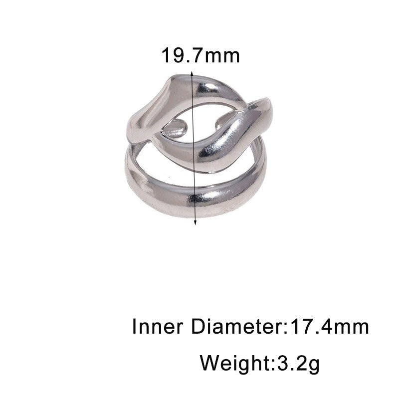 Minimalist Geometric Plated Stainless Steel Open Ring for Women
