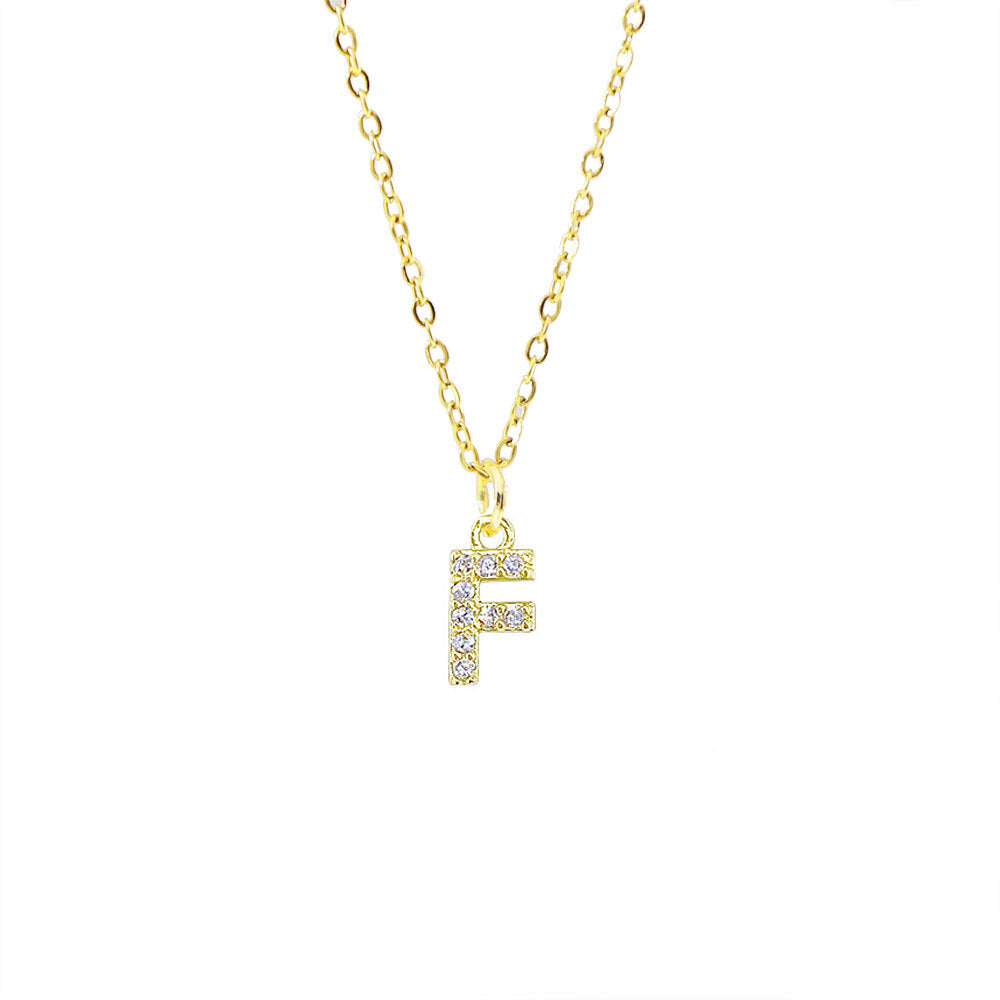 Collar con colgante de cadena de serpiente de oro chapado en acero titanio con forma de letra minimalista para mujer con incrustaciones de circonita cúbica