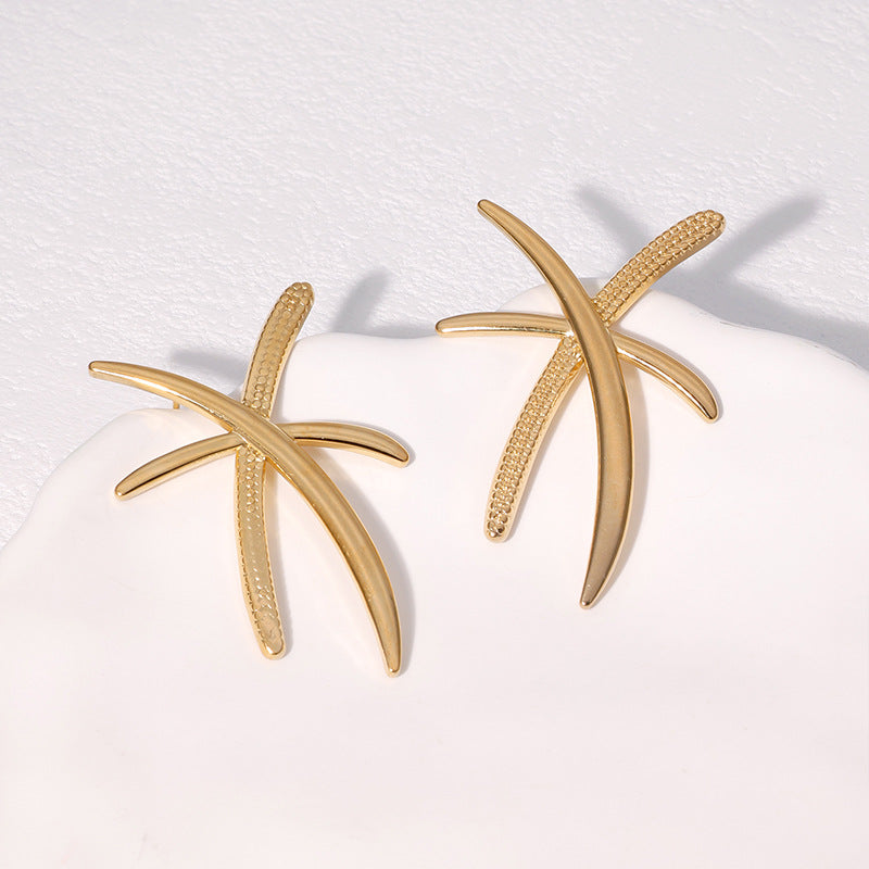 Minimalist Geometric Stainless Steel Stud Earrings with 18K Gold Plating for Women