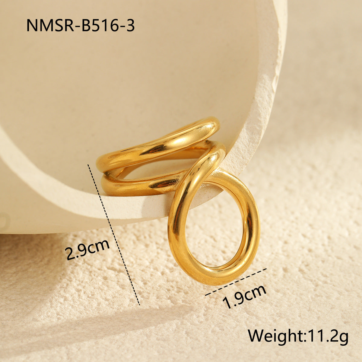 Anillo minimalista geométrico de acero de titanio para mujer con acabado chapado, banda personalizada de acero inoxidable de alta gama