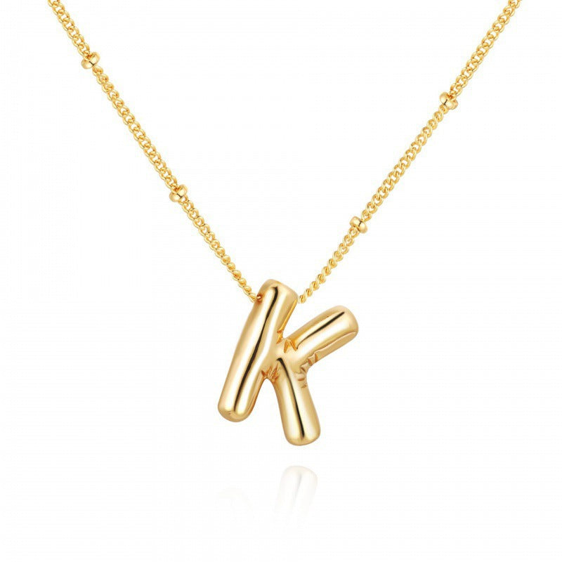 Gold Plated Brass Letter Pendant Necklace for Women
