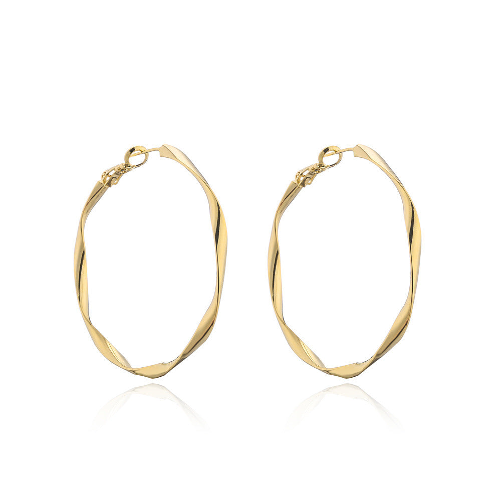 Minimalist Geometric Hoop Earrings for Women in Copper with 14K Gold and 925 Silver Plating