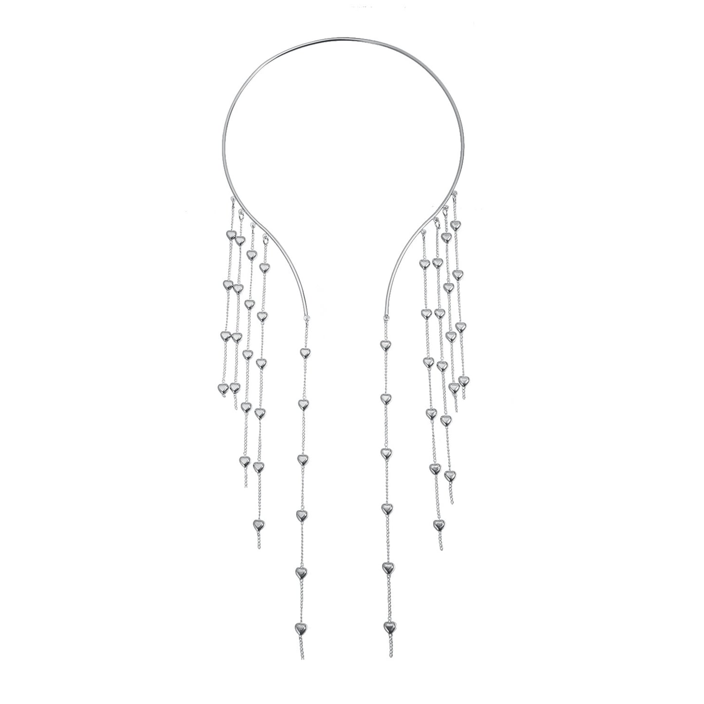 Vintage Geometric Heart Tassel Choker Necklace Iron Acrylic Pendant for Women and Men