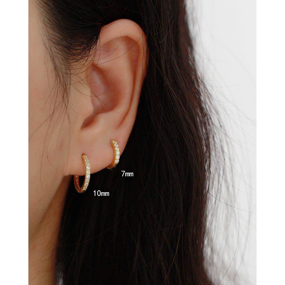 Pendientes de aro de plata de ley 925 con diseño geométrico de estilo vintage con incrustaciones de diamantes de imitación para mujer