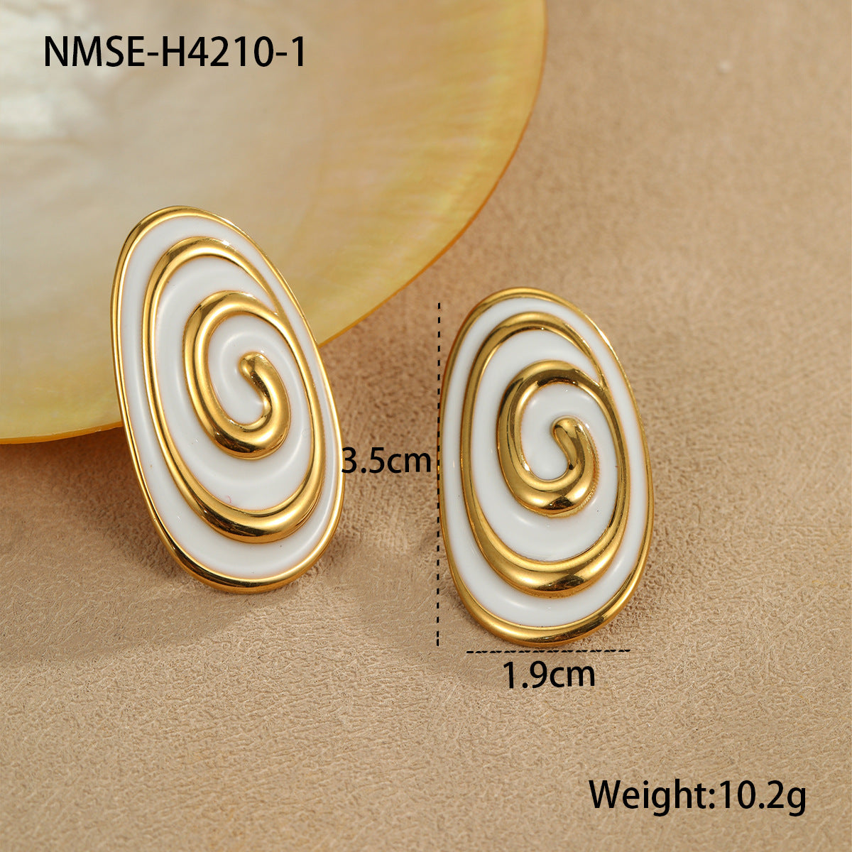 Orecchini e Anello da Donna Placcati in Acciaio Inossidabile con Design Ovale alla Moda, Set di Gioielli Minimalisti Estivi