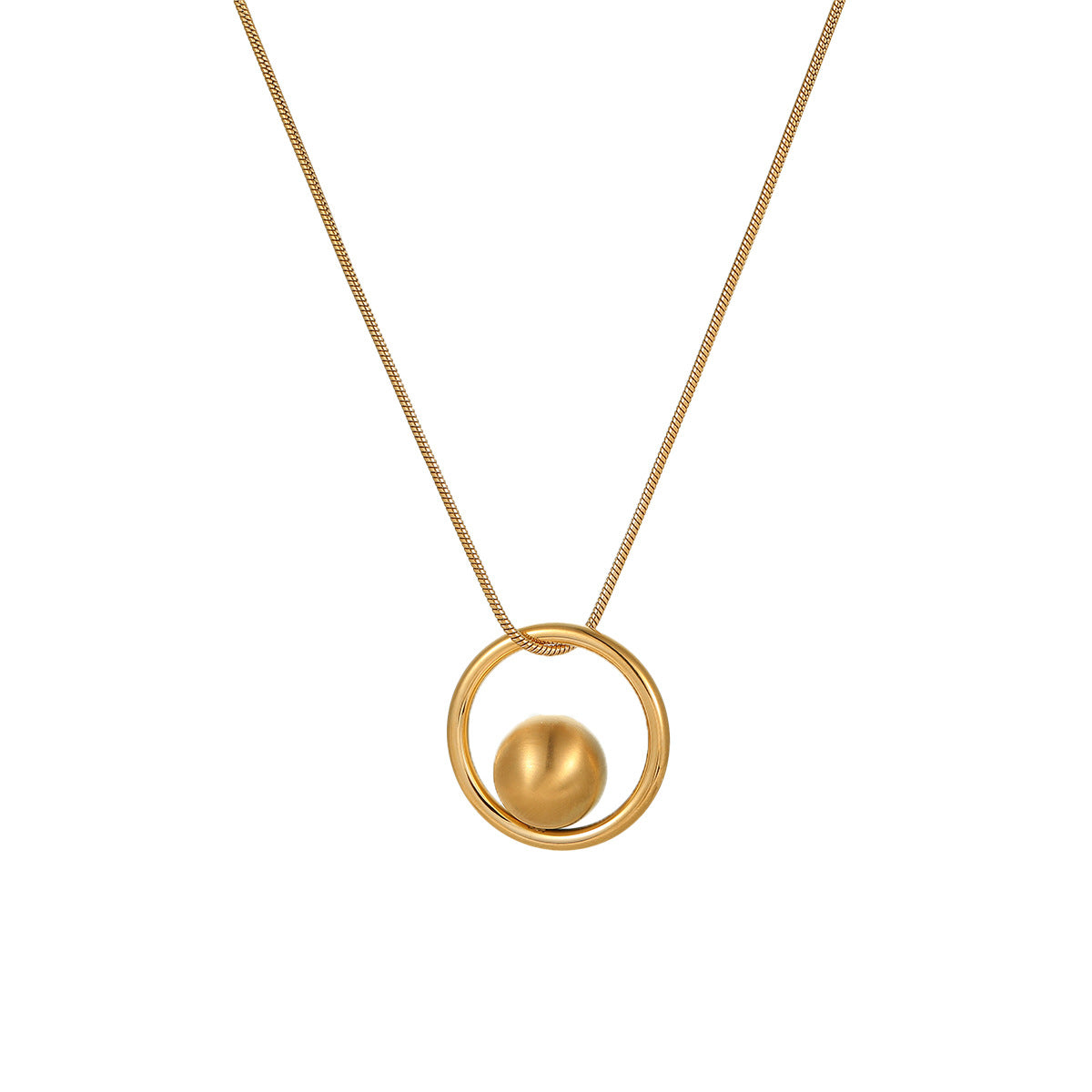 Collana Minimalista Geometrica in Acciaio Titanio con Finitura Galvanizzata per Donne, Gioielli con Ciondolo e Catena in Acciaio Inossidabile