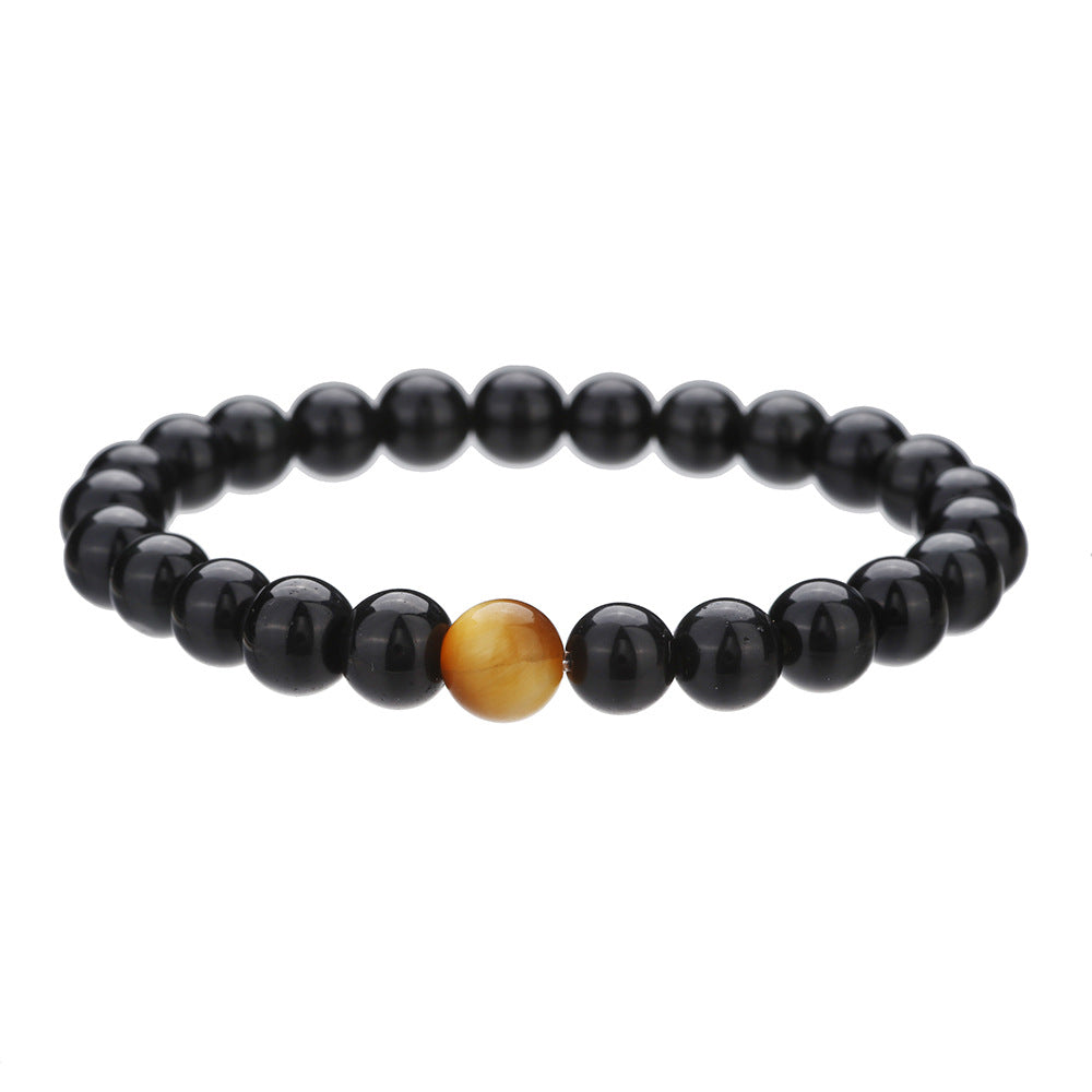 Minimalist Round Natural Tiger Eye Stone Bracelet Unisex Casual Jewelry