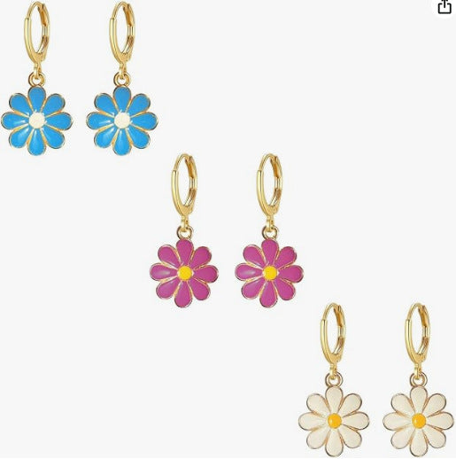 Sweet Floral Gold Plated Alloy Earrings for Women