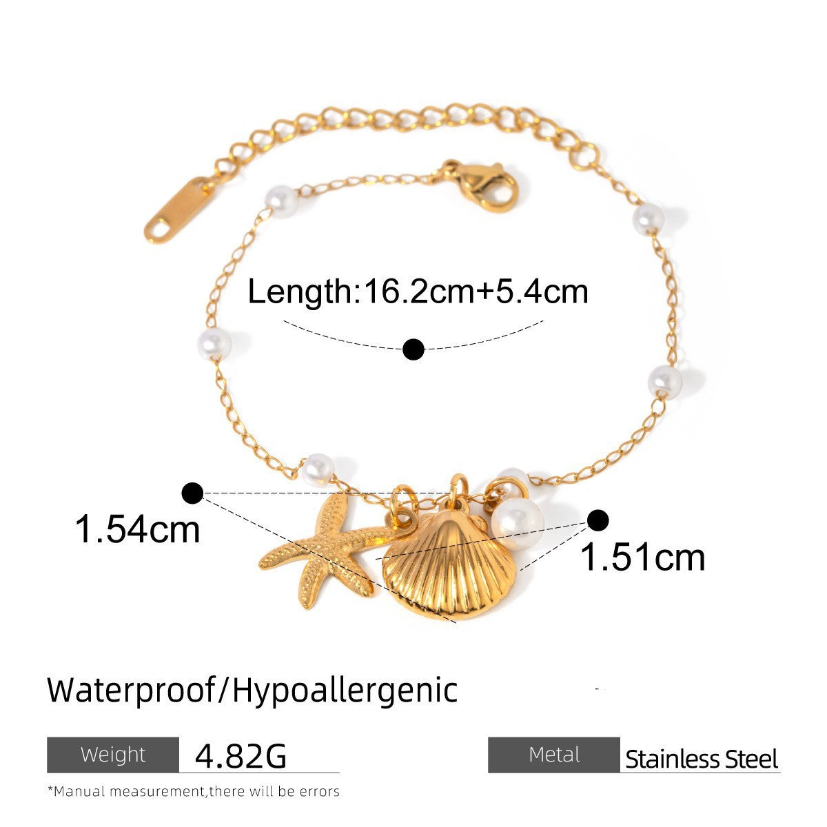 Collana minimalista con stella marina e conchiglia geometrica in acciaio inossidabile con ciondolo in acciaio al titanio e finitura placcata per donna