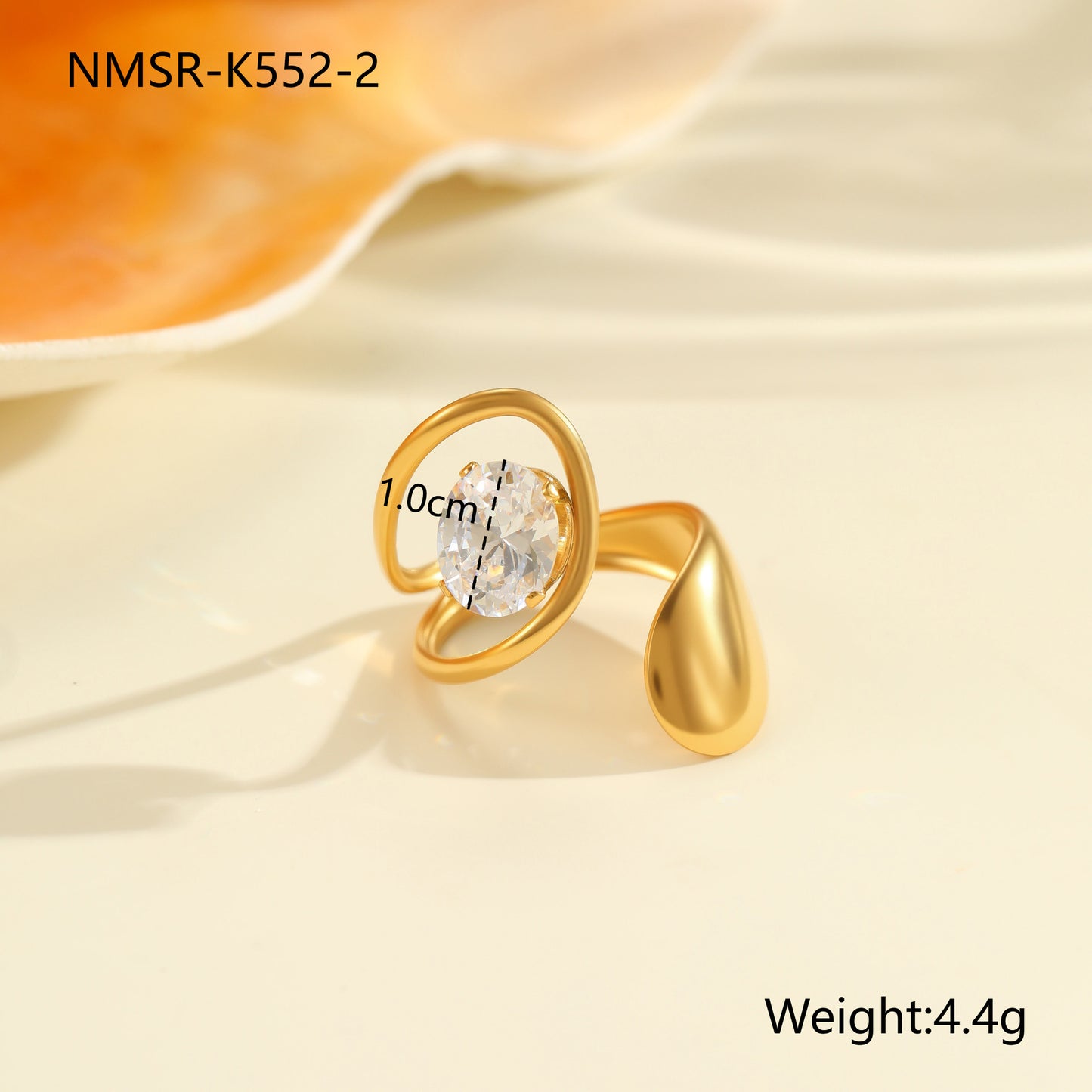 Anello da donna minimalista geometrico con zirconi in acciaio inossidabile con finitura placcata