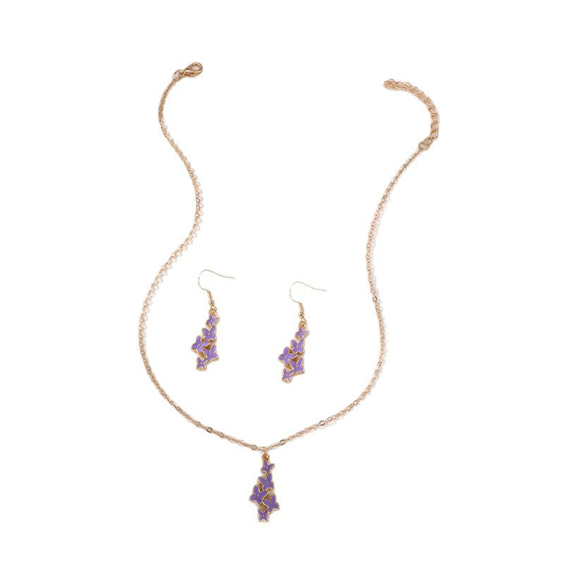 Conjunto de collar con colgante de lazo y mariposa minimalista con acabado esmaltado para niños, joyas de resina en cadena de cuentas