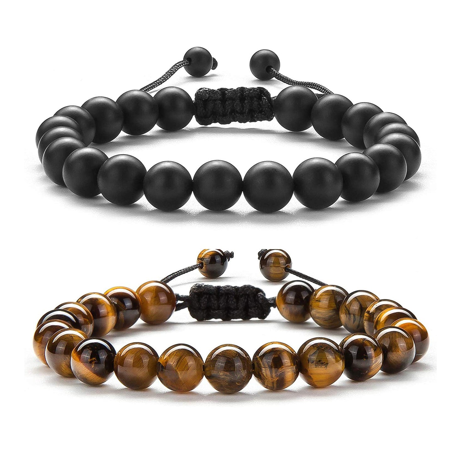 Natural Agate Geometric Beaded Bracelet Set Unisex Casual Handmade Stone Jewelry